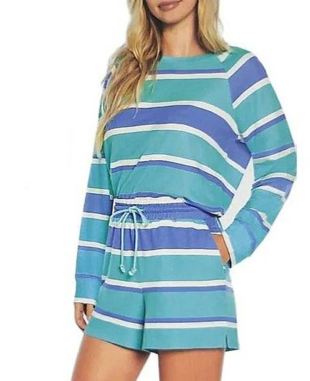 Wildfox Blue Stripe Lounge Soft Sweatshorts